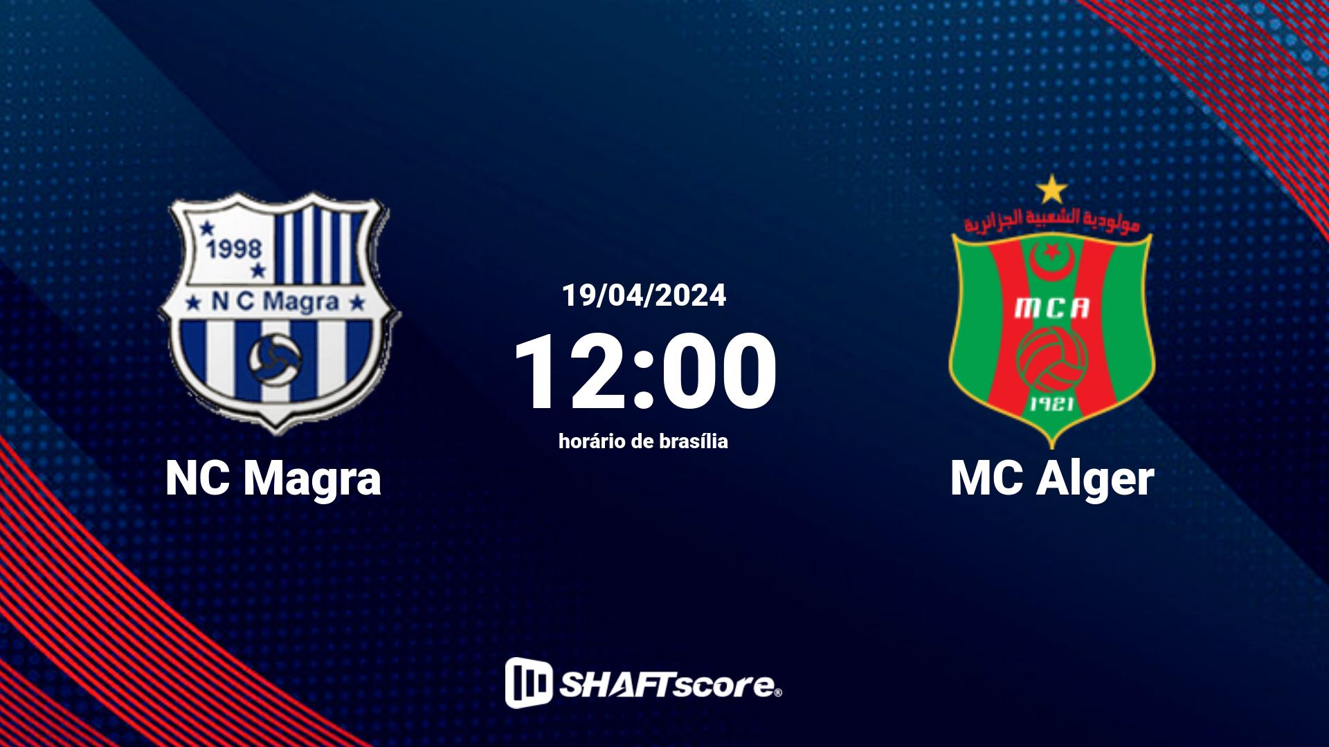 Estatísticas do jogo NC Magra vs MC Alger 19.04 12:00