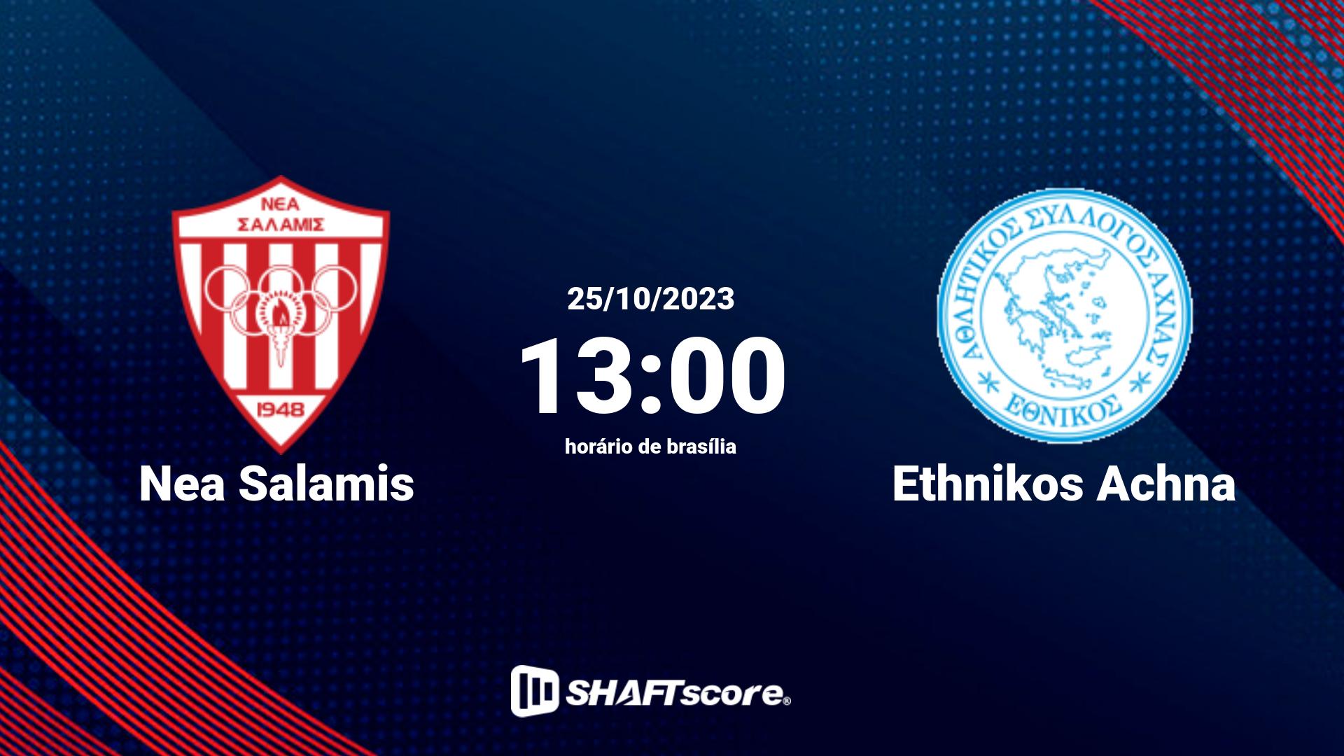 Estatísticas do jogo Nea Salamis vs Ethnikos Achna 25.10 13:00