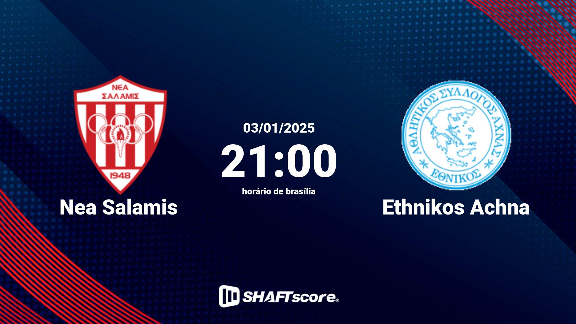 Estatísticas do jogo Nea Salamis vs Ethnikos Achna 03.01 21:00