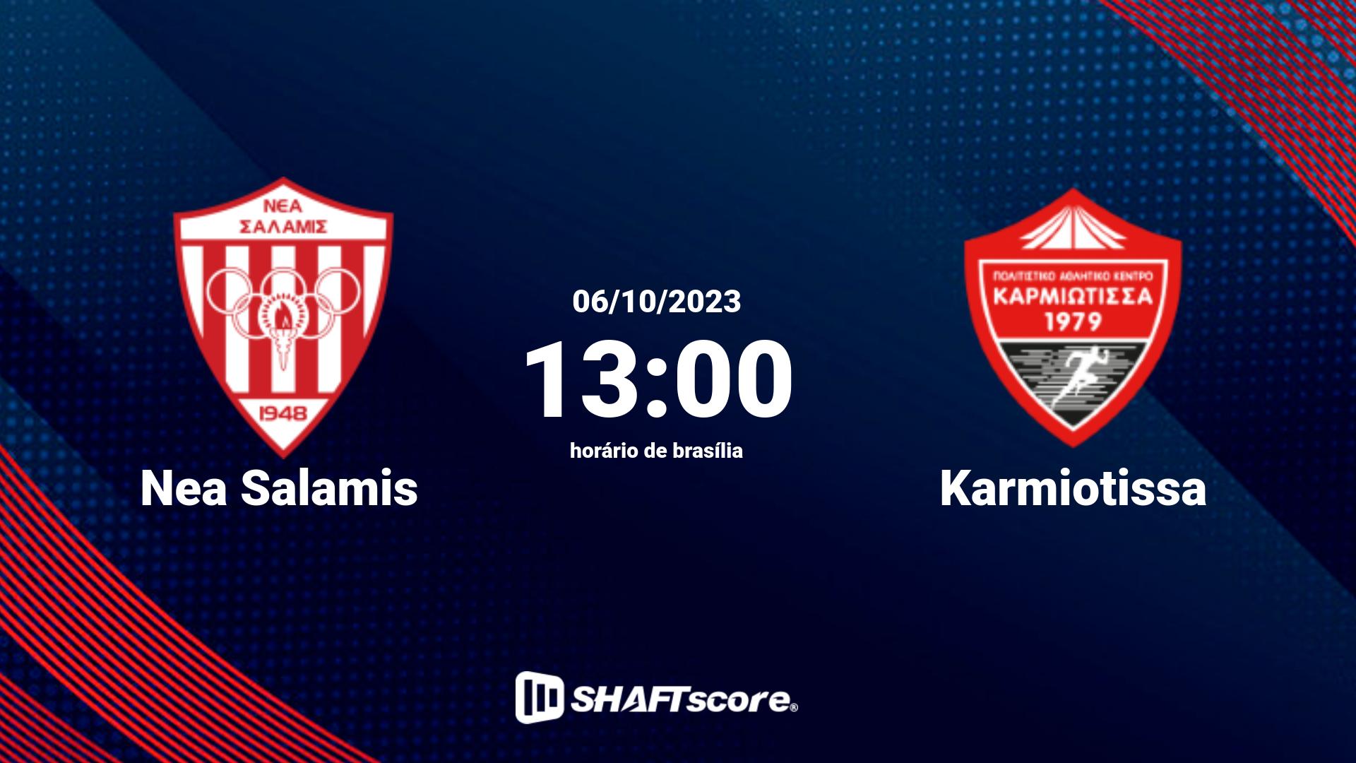 Estatísticas do jogo Nea Salamis vs Karmiotissa 06.10 13:00