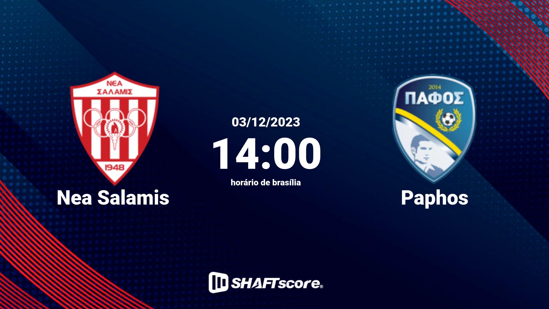 Estatísticas do jogo Nea Salamis vs Paphos 03.12 14:00