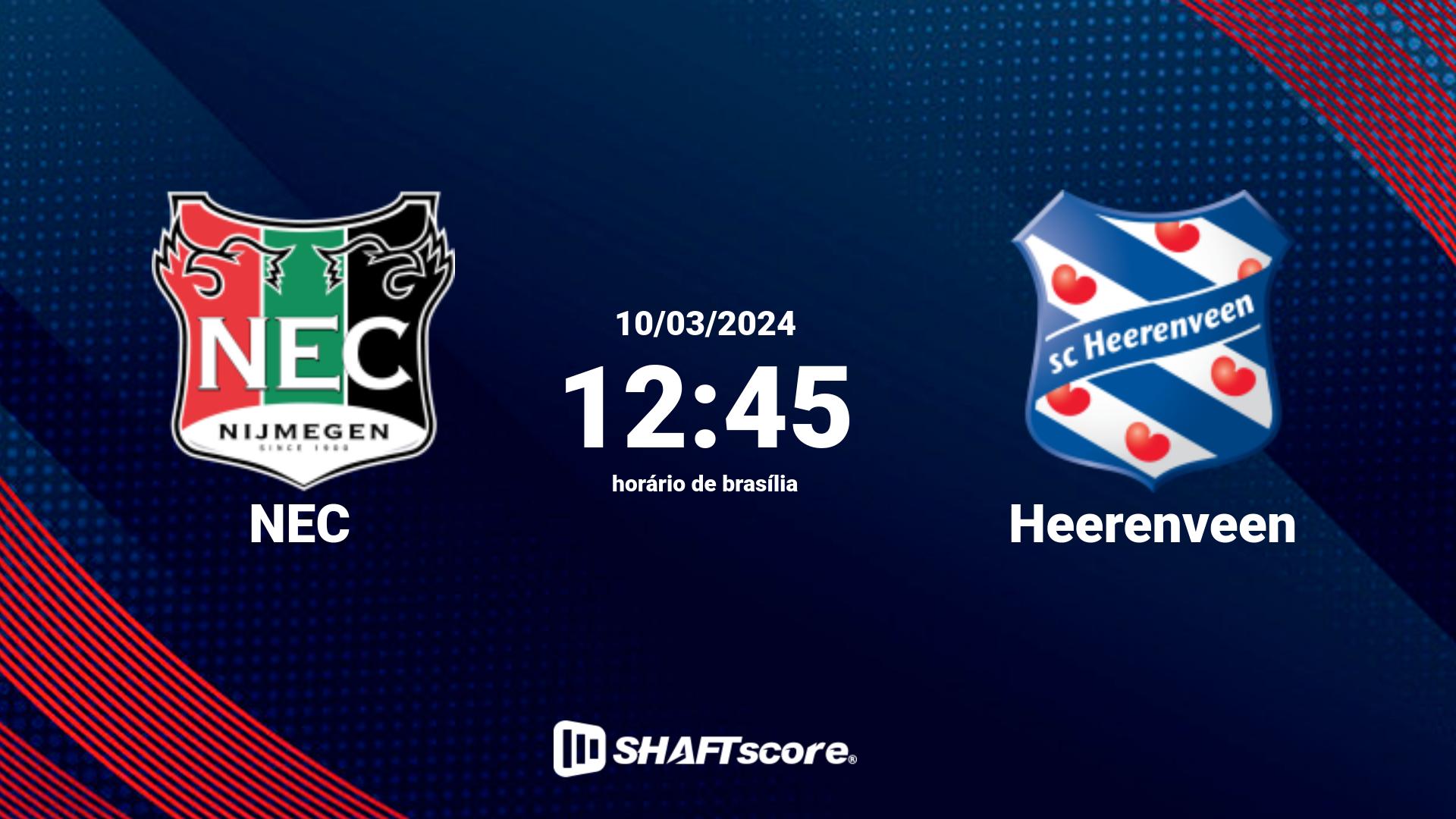 Estatísticas do jogo NEC vs Heerenveen 10.03 12:45