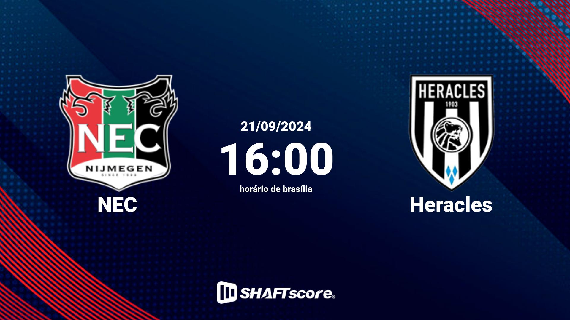 Estatísticas do jogo NEC vs Heracles 21.09 16:00