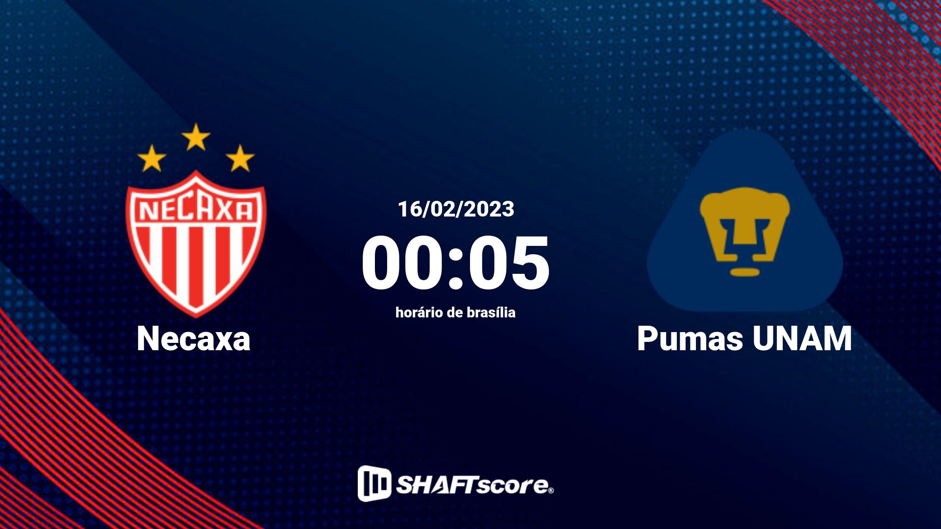 Estatísticas do jogo Necaxa vs Pumas UNAM 16.02 00:05