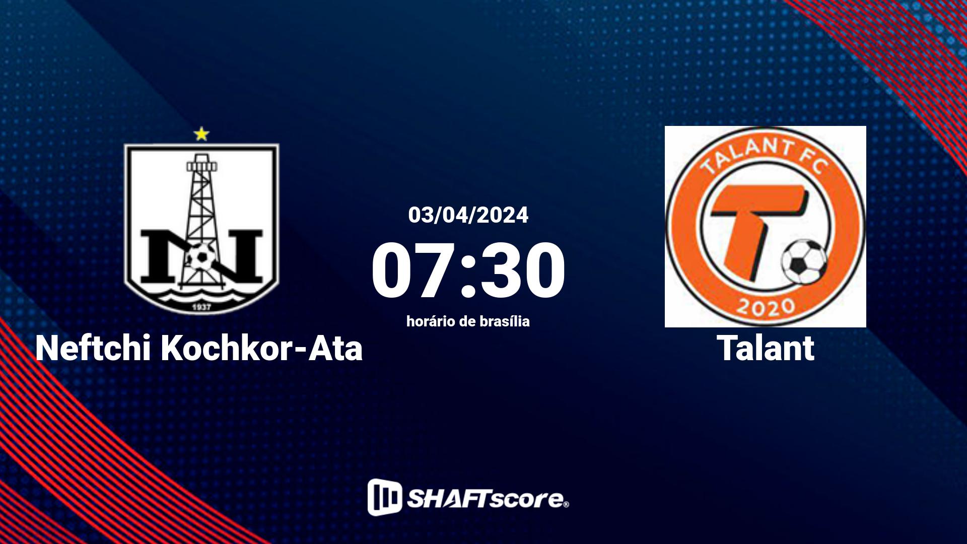 Estatísticas do jogo Neftchi Kochkor-Ata vs Talant 03.04 07:30