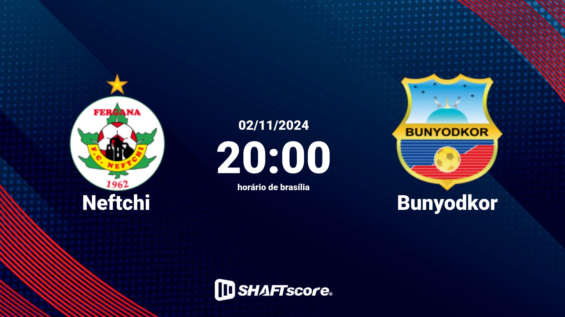 Estatísticas do jogo Neftchi vs Bunyodkor 02.11 20:00