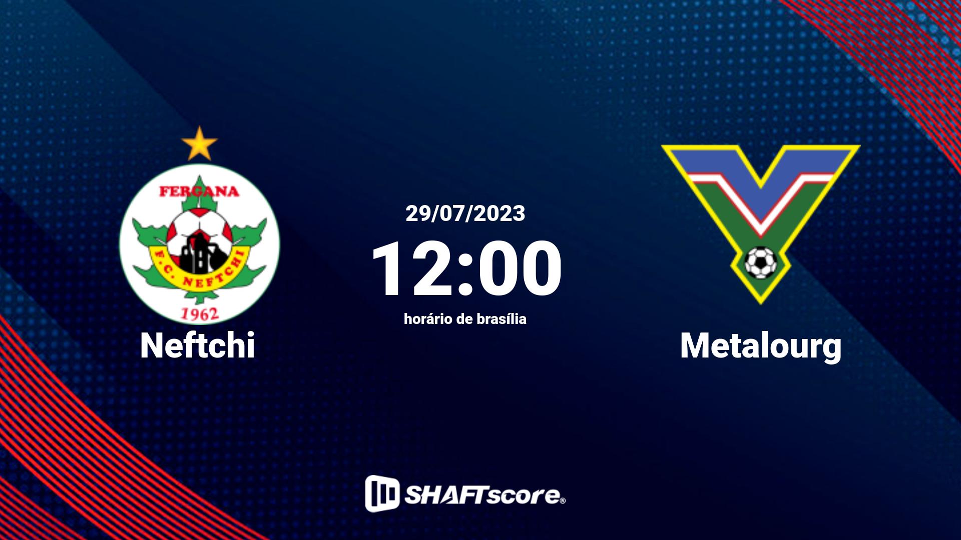 Estatísticas do jogo Neftchi vs Metalourg 29.07 12:00