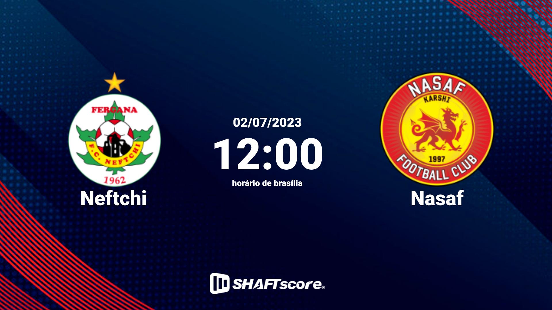 Estatísticas do jogo Neftchi vs Nasaf 02.07 12:00