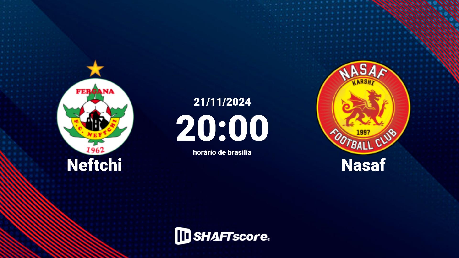 Estatísticas do jogo Neftchi vs Nasaf 21.11 20:00