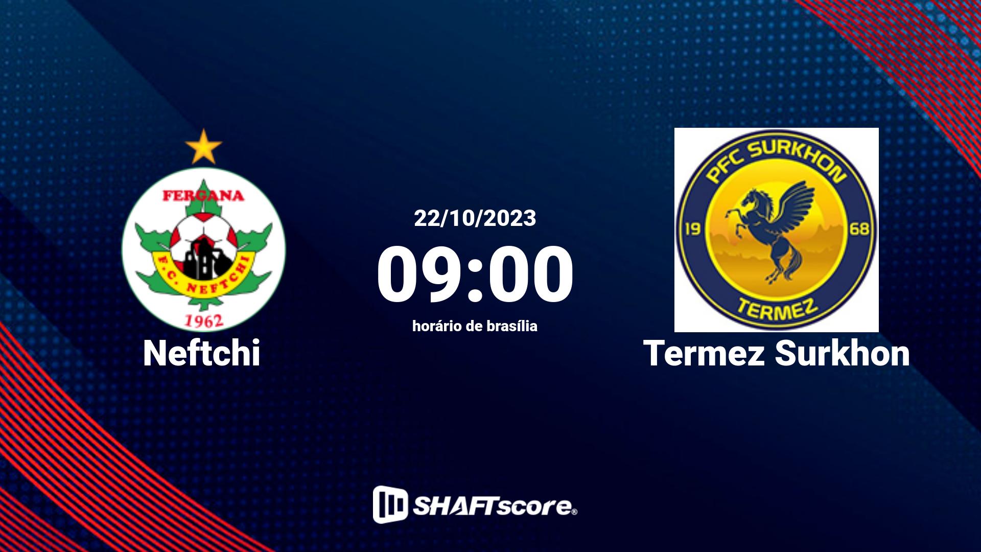 Estatísticas do jogo Neftchi vs Termez Surkhon 22.10 09:00