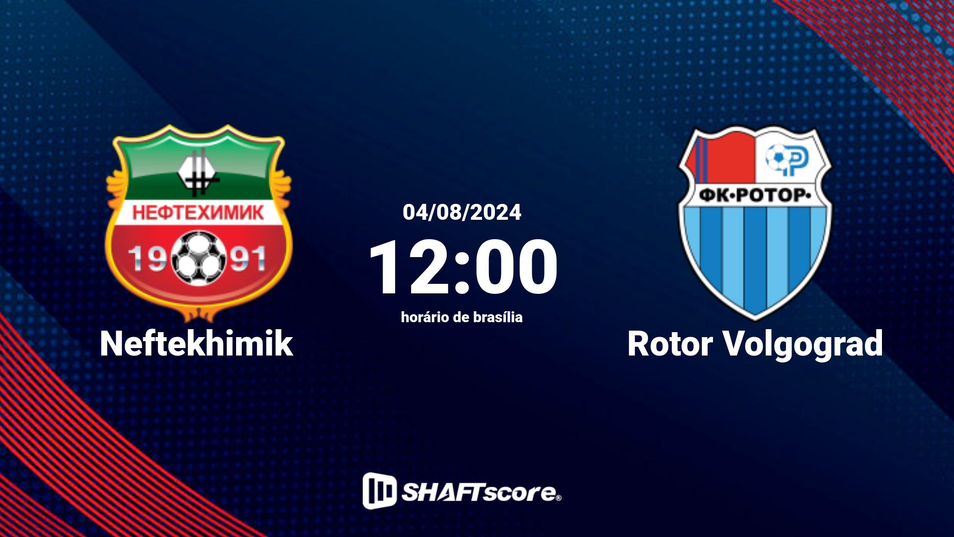 Estatísticas do jogo Neftekhimik vs Rotor Volgograd 04.08 12:00