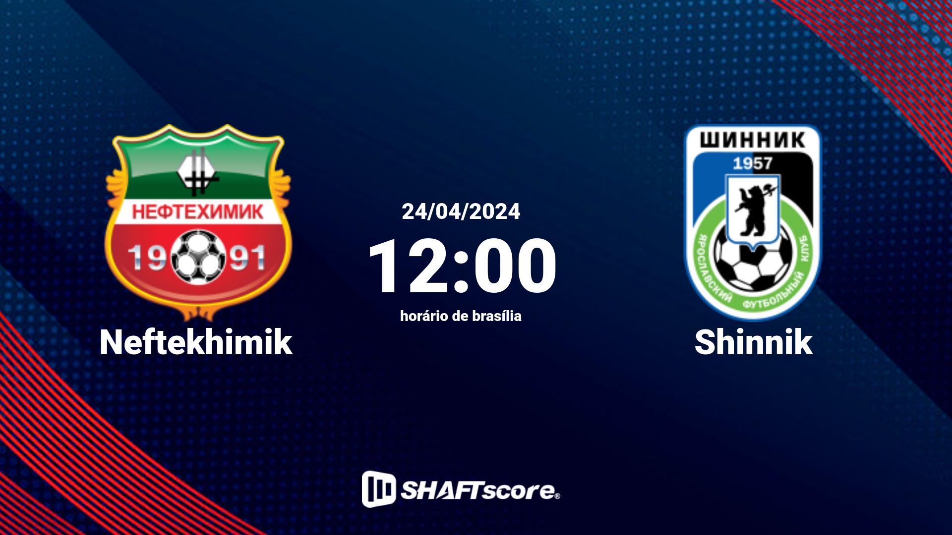 Estatísticas do jogo Neftekhimik vs Shinnik 24.04 12:00