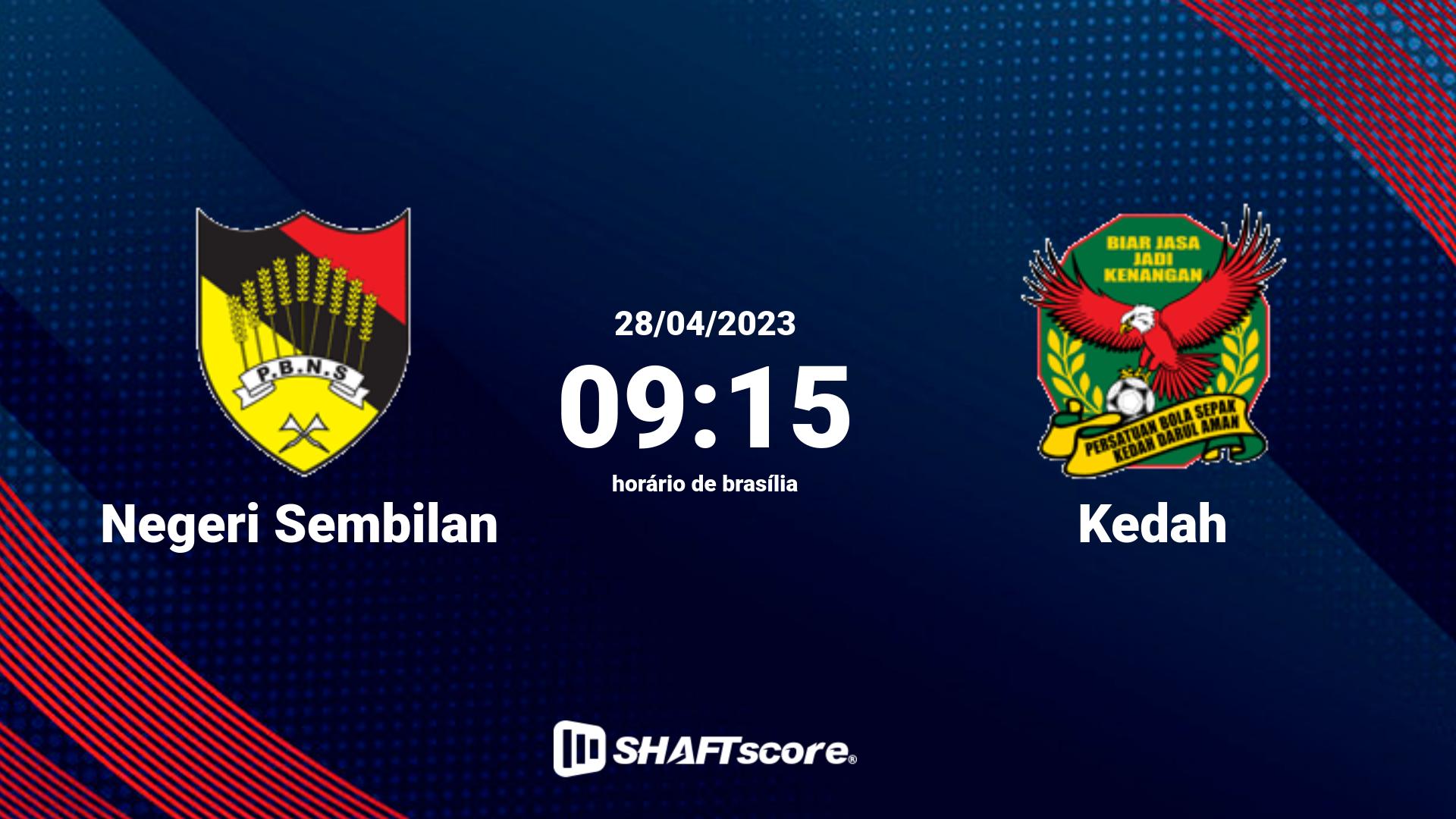 Estatísticas do jogo Negeri Sembilan vs Kedah 28.04 09:15