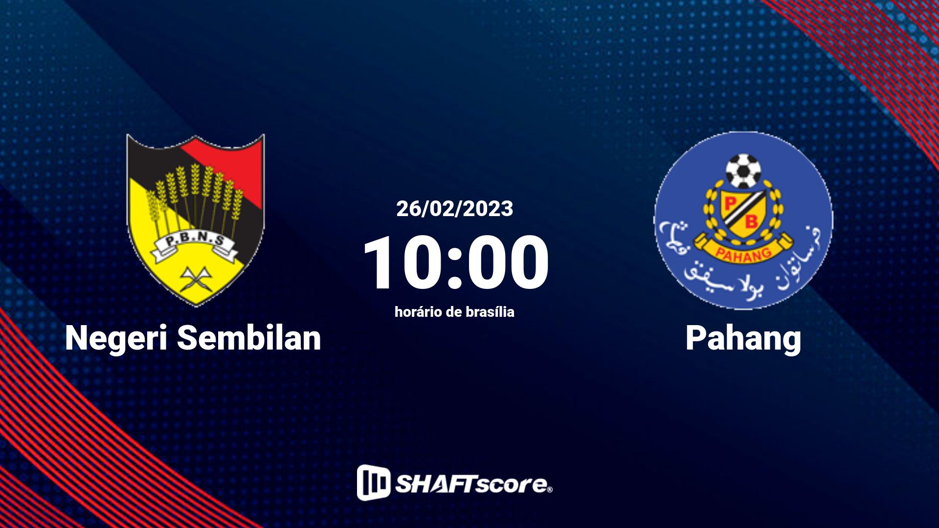 Estatísticas do jogo Negeri Sembilan vs Pahang 26.02 10:00