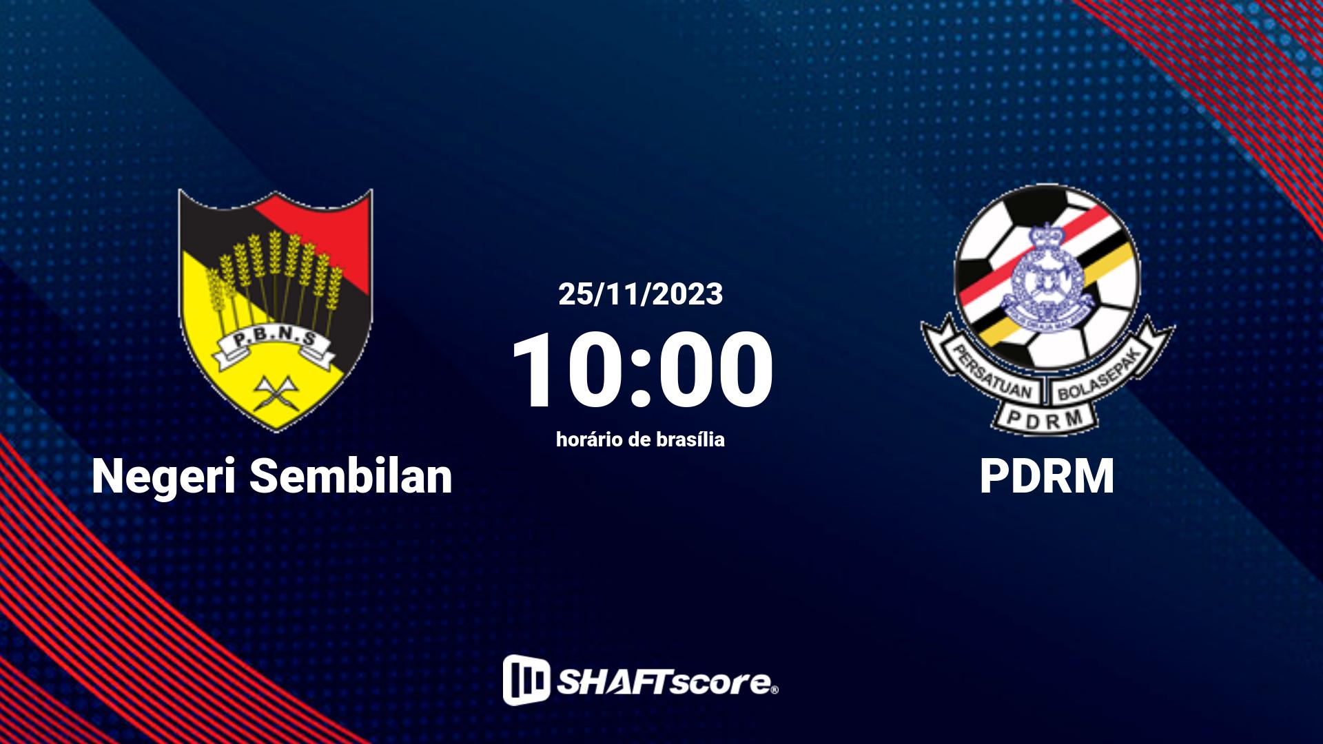 Estatísticas do jogo Negeri Sembilan vs PDRM 25.11 10:00