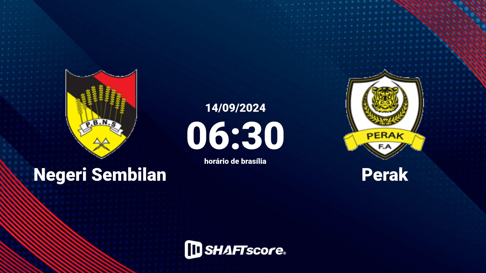 Estatísticas do jogo Negeri Sembilan vs Perak 14.09 06:30