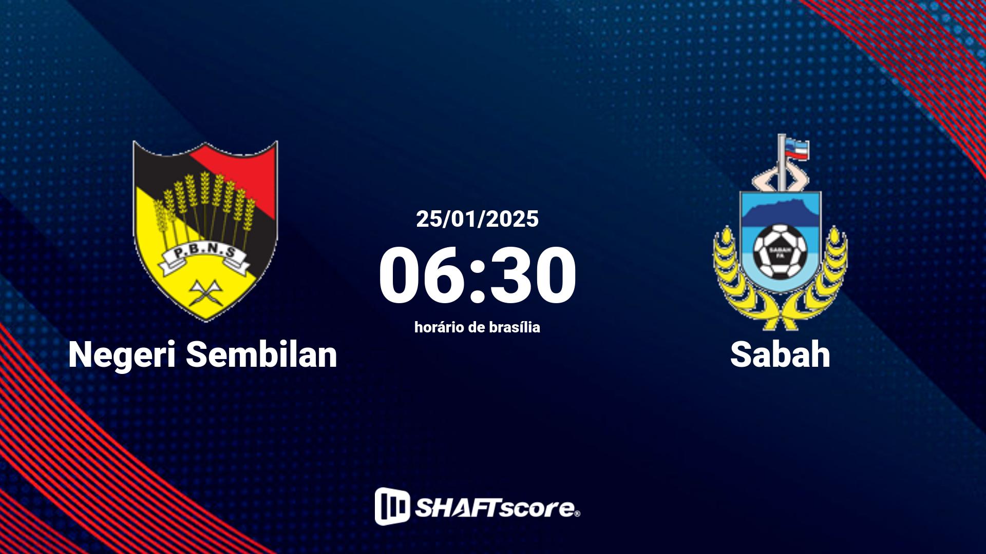 Estatísticas do jogo Negeri Sembilan vs Sabah 25.01 06:30