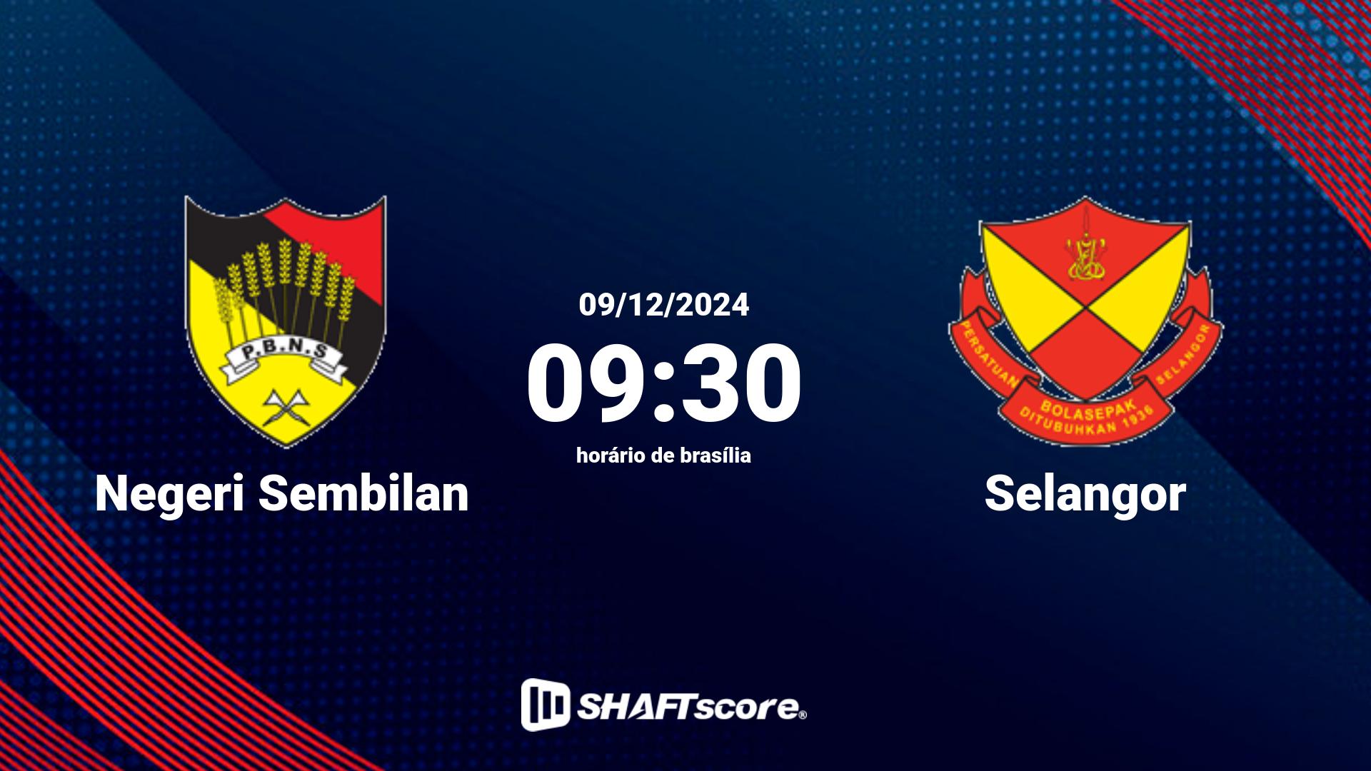 Estatísticas do jogo Negeri Sembilan vs Selangor 09.12 09:30