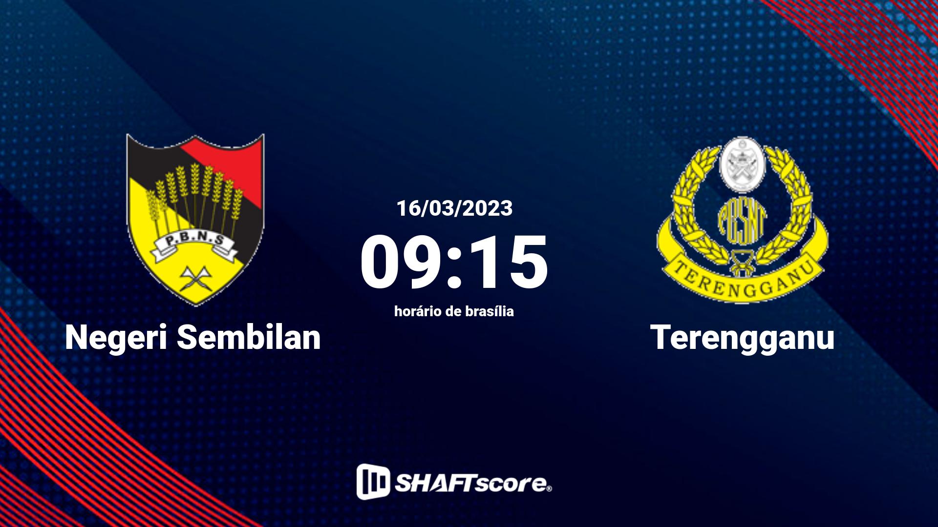 Estatísticas do jogo Negeri Sembilan vs Terengganu 16.03 09:15