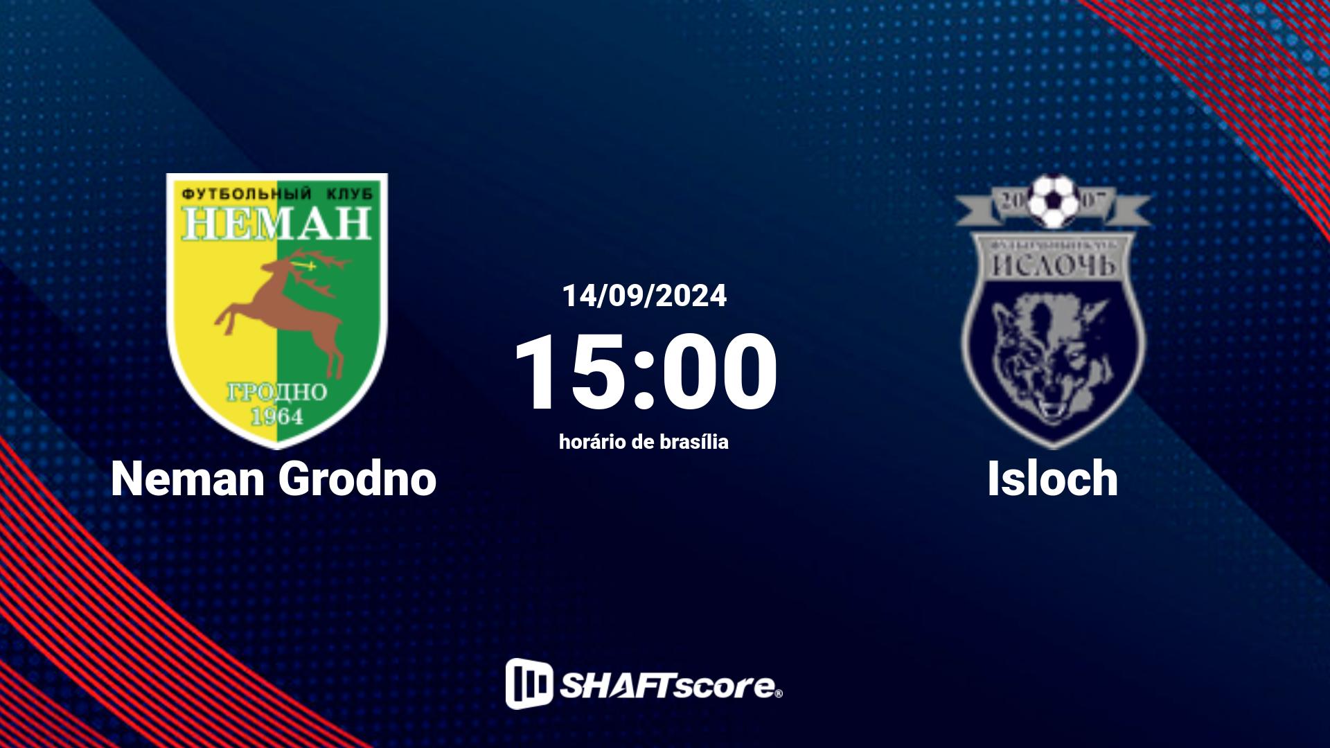 Estatísticas do jogo Neman Grodno vs Isloch 14.09 15:00