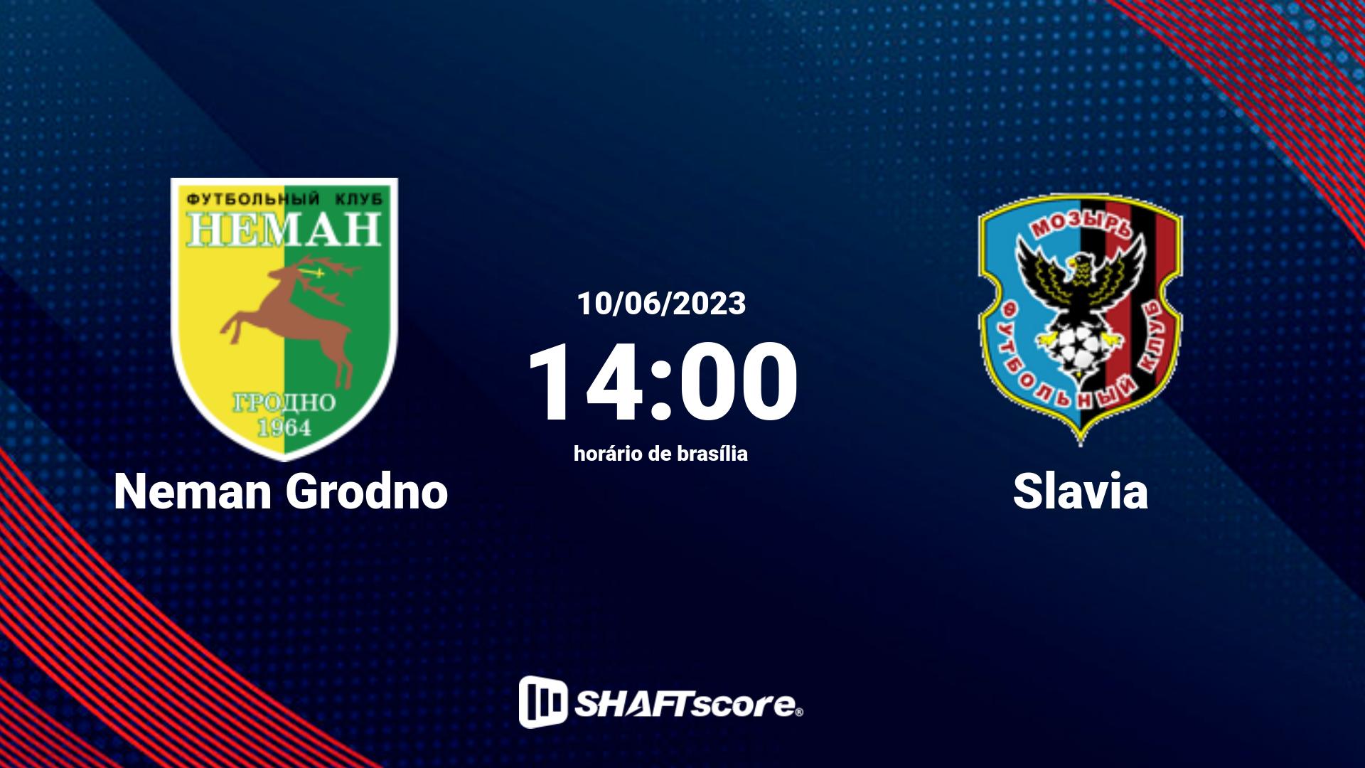 Estatísticas do jogo Neman Grodno vs Slavia 10.06 14:00