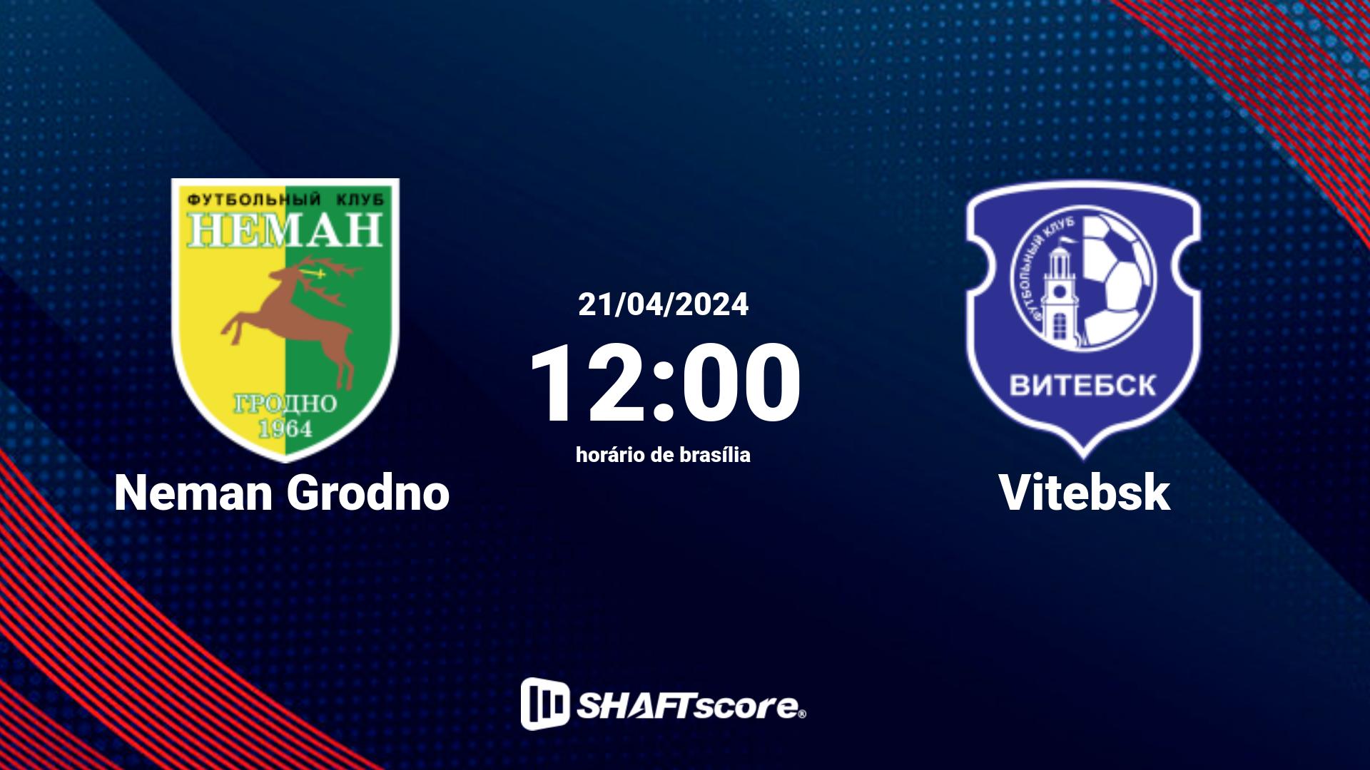Estatísticas do jogo Neman Grodno vs Vitebsk 21.04 12:00