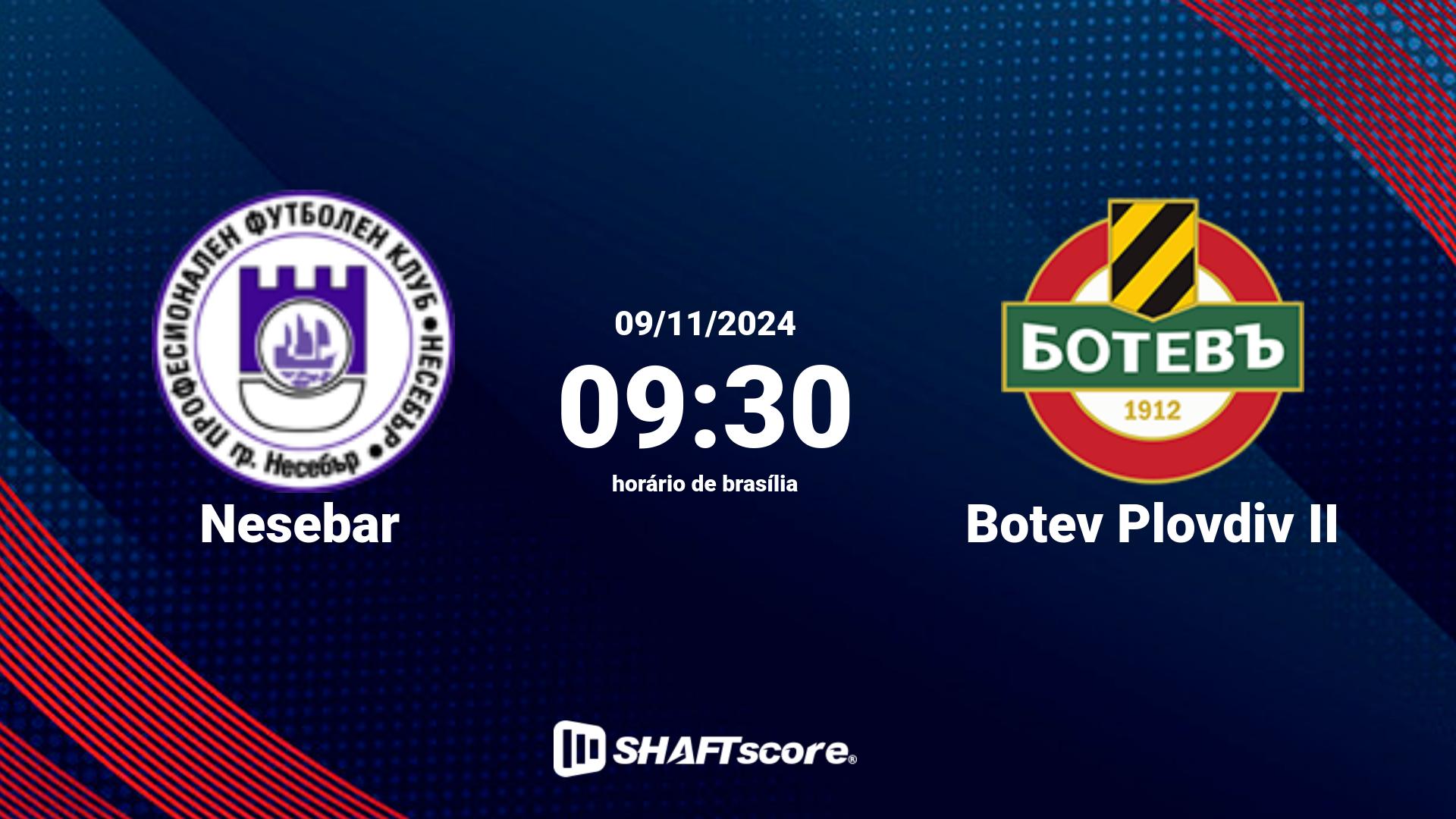 Estatísticas do jogo Nesebar vs Botev Plovdiv II 09.11 09:30