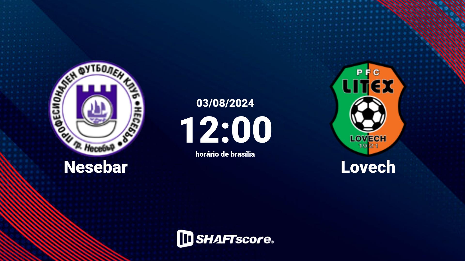 Estatísticas do jogo Nesebar vs Lovech 03.08 12:00