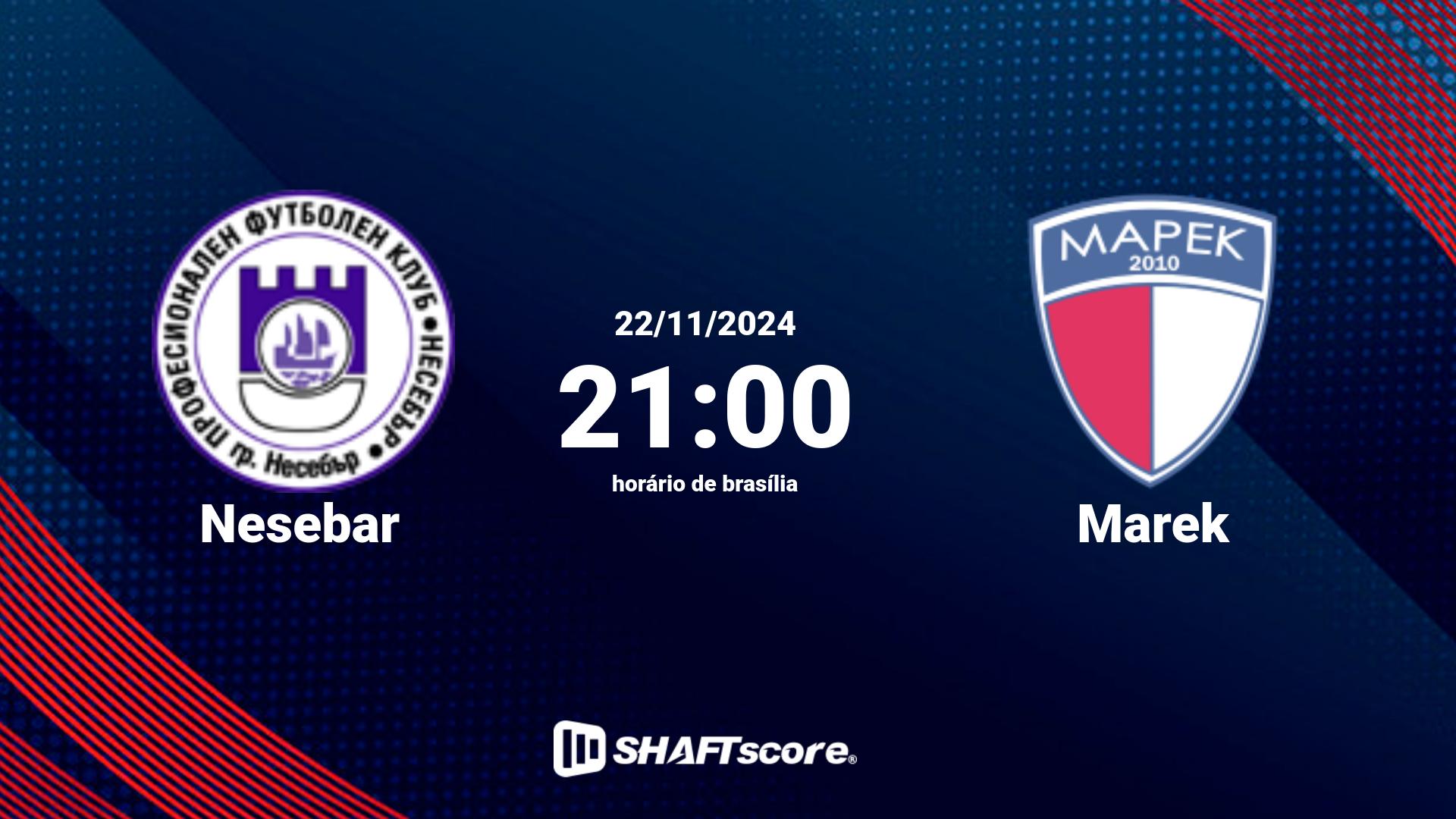 Estatísticas do jogo Nesebar vs Marek 22.11 21:00