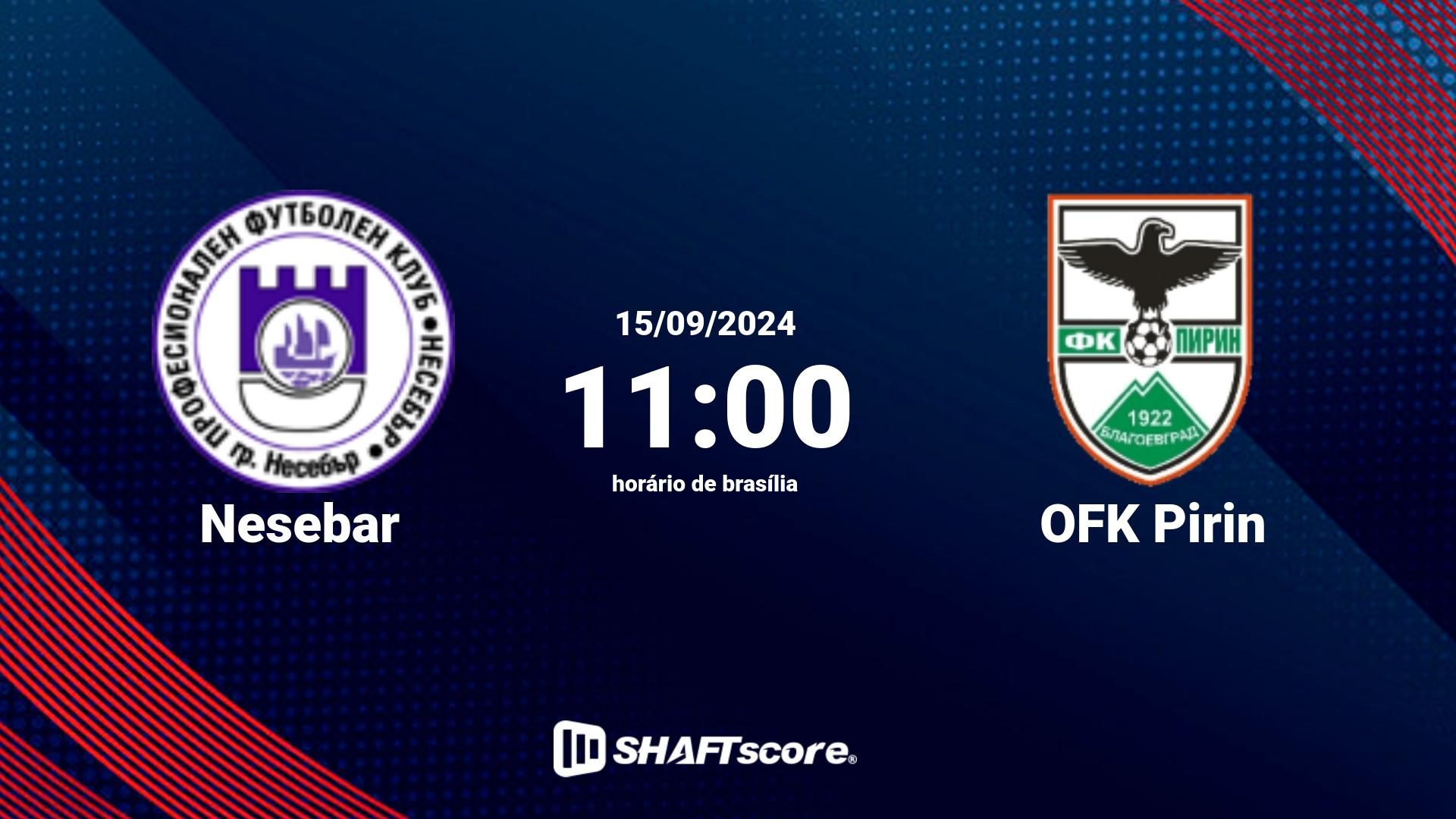 Estatísticas do jogo Nesebar vs OFK Pirin 15.09 11:00