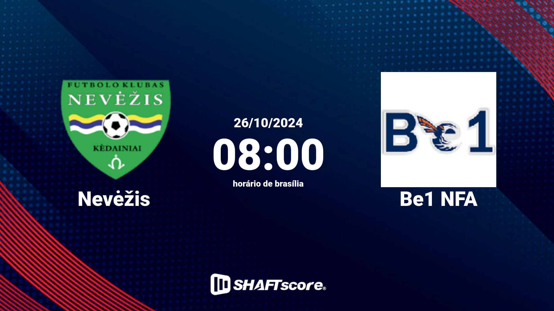 Estatísticas do jogo Nevėžis vs Be1 NFA 26.10 08:00