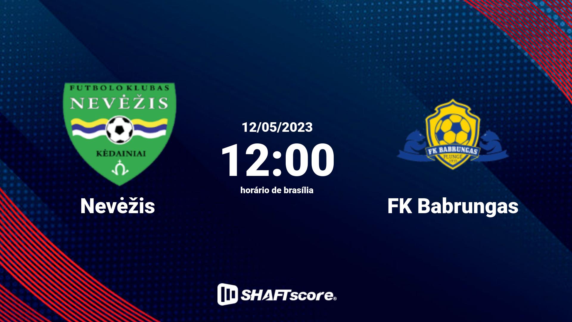 Estatísticas do jogo Nevėžis vs FK Babrungas 12.05 12:00