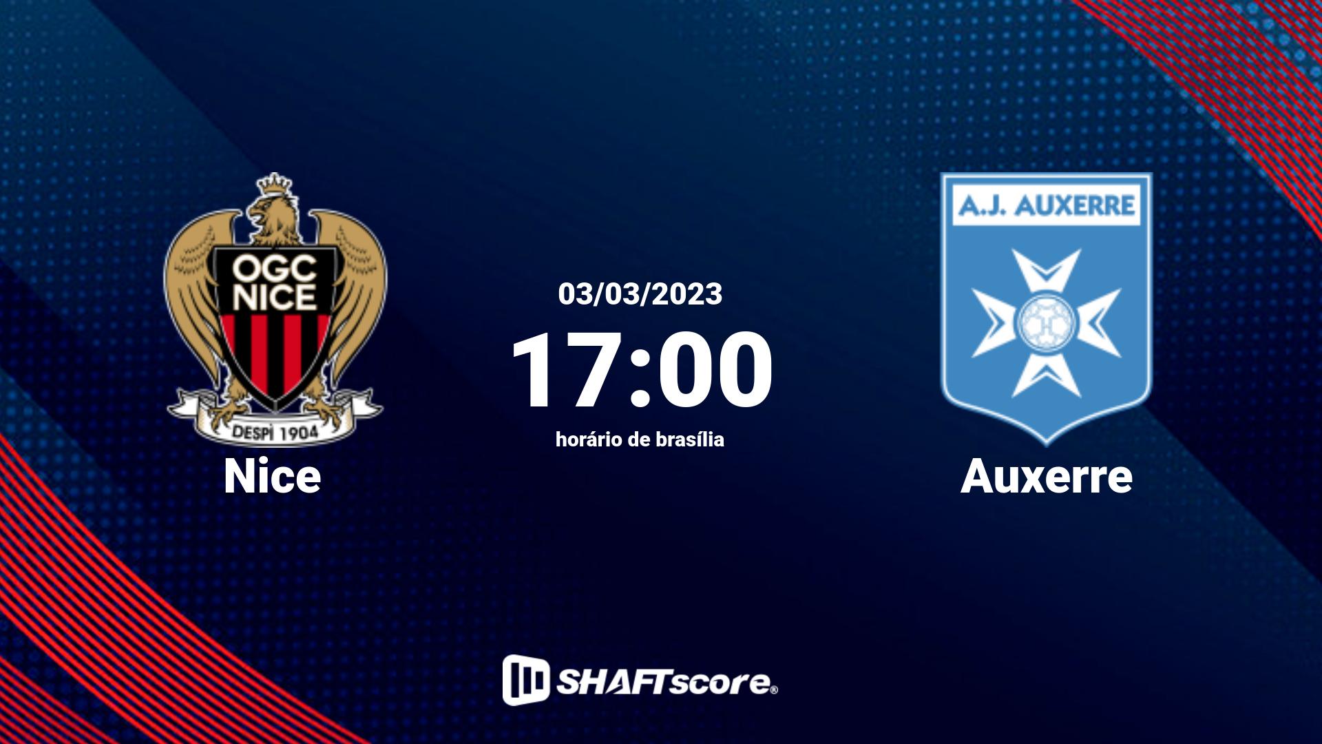 Estatísticas do jogo Nice vs Auxerre 03.03 17:00