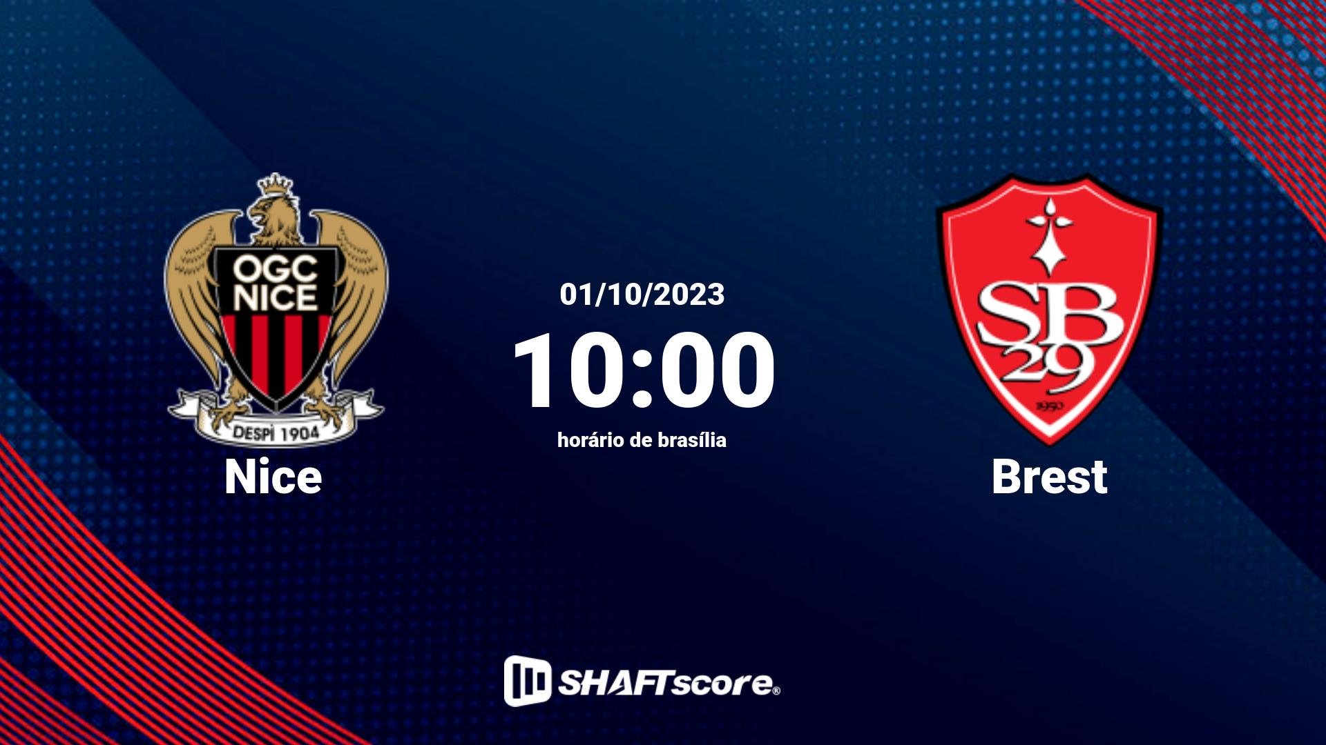 Estatísticas do jogo Nice vs Brest 01.10 10:00