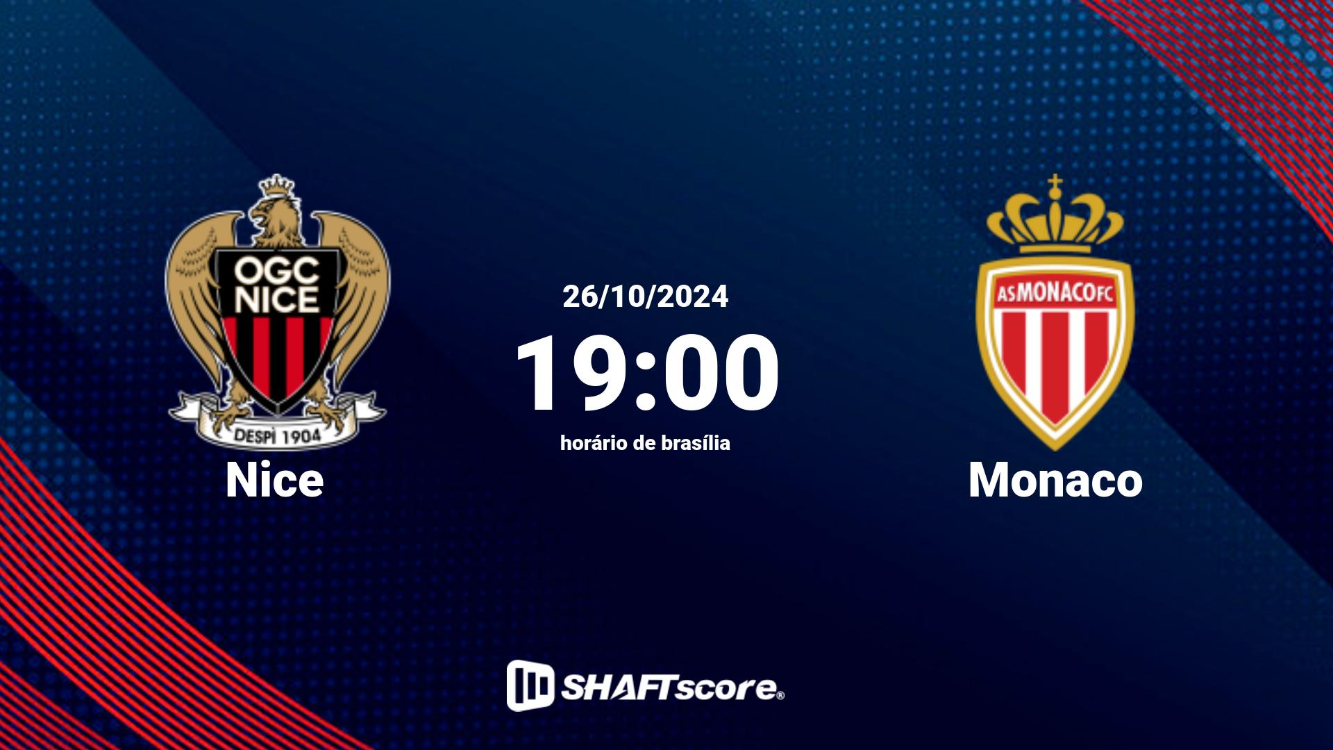 Estatísticas do jogo Nice vs Monaco 26.10 19:00