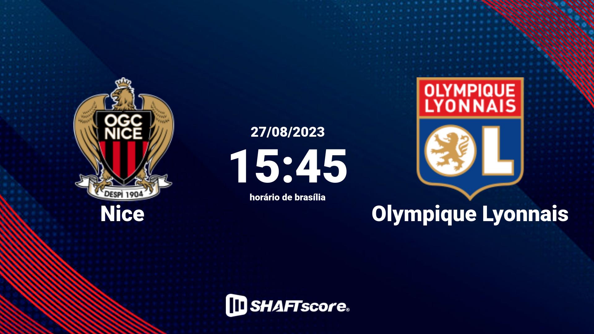 Estatísticas do jogo Nice vs Olympique Lyonnais 27.08 15:45