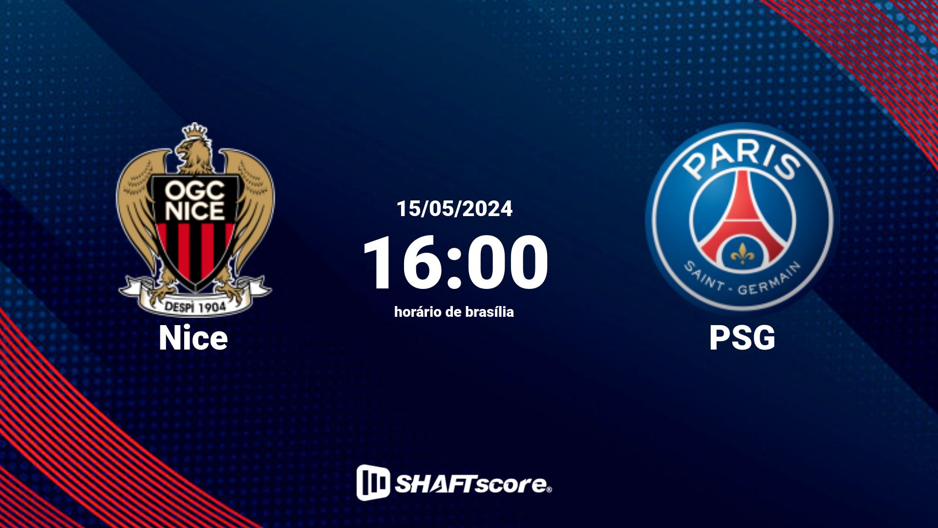 Estatísticas do jogo Nice vs PSG 15.05 16:00