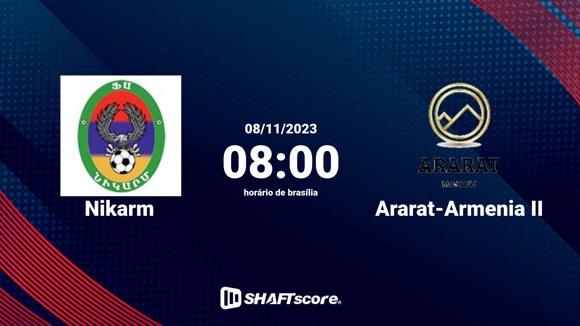 Estatísticas do jogo Nikarm vs Ararat-Armenia II 08.11 08:00