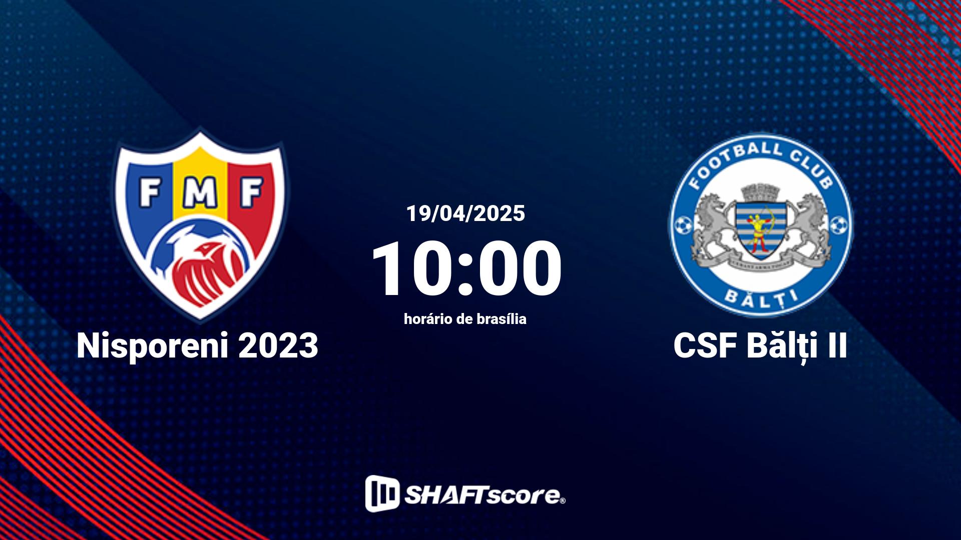 Estatísticas do jogo Nisporeni 2023 vs CSF Bălți II 19.04 10:00