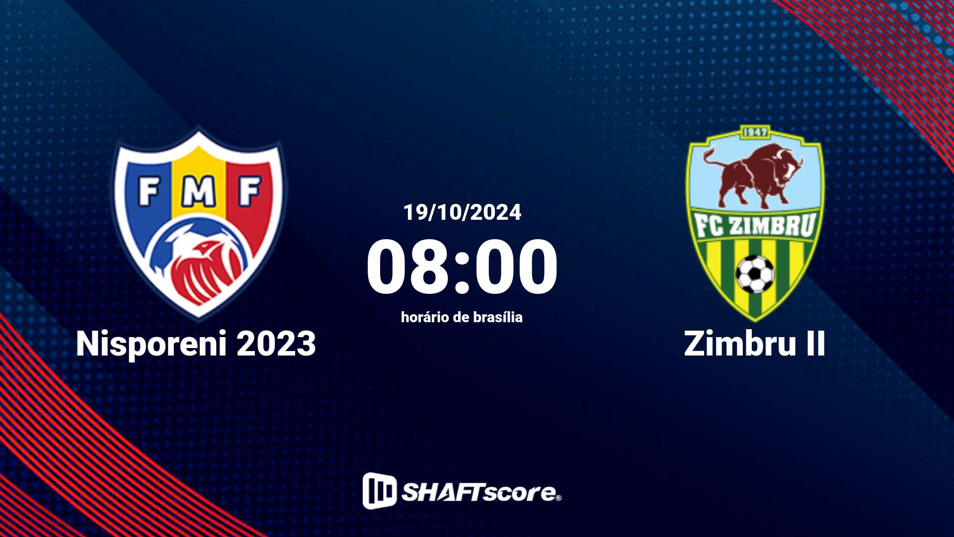 Estatísticas do jogo Nisporeni 2023 vs Zimbru II 19.10 08:00