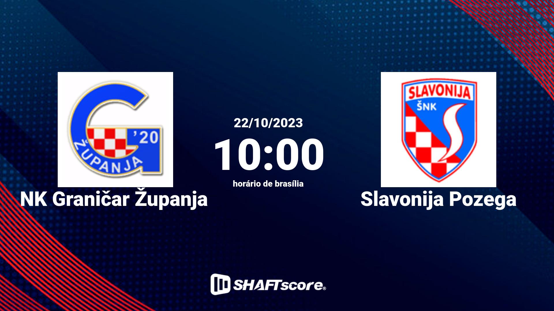 Estatísticas do jogo NK Graničar Županja vs Slavonija Pozega 22.10 10:00