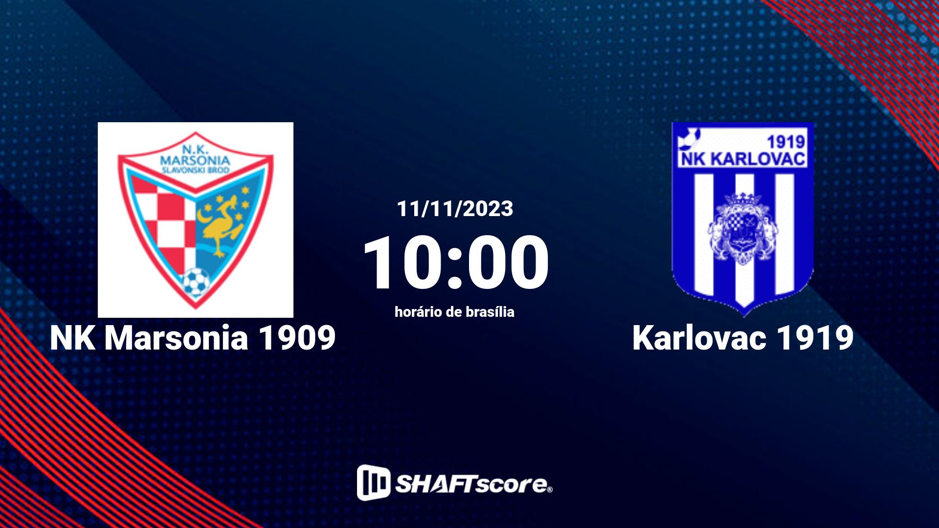 Estatísticas do jogo NK Marsonia 1909 vs Karlovac 1919 11.11 10:00