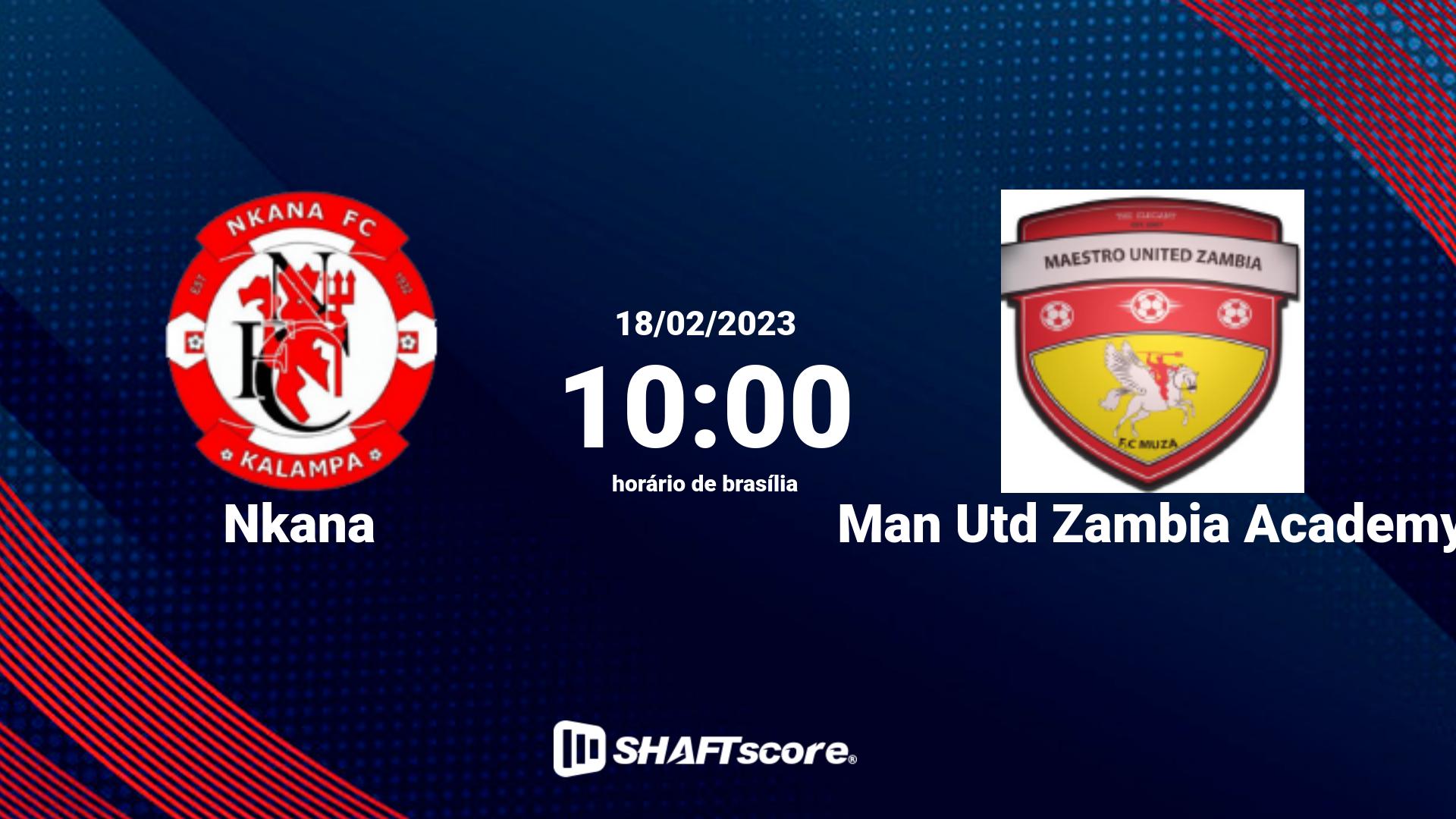 Estatísticas do jogo Nkana vs Man Utd Zambia Academy 18.02 10:00