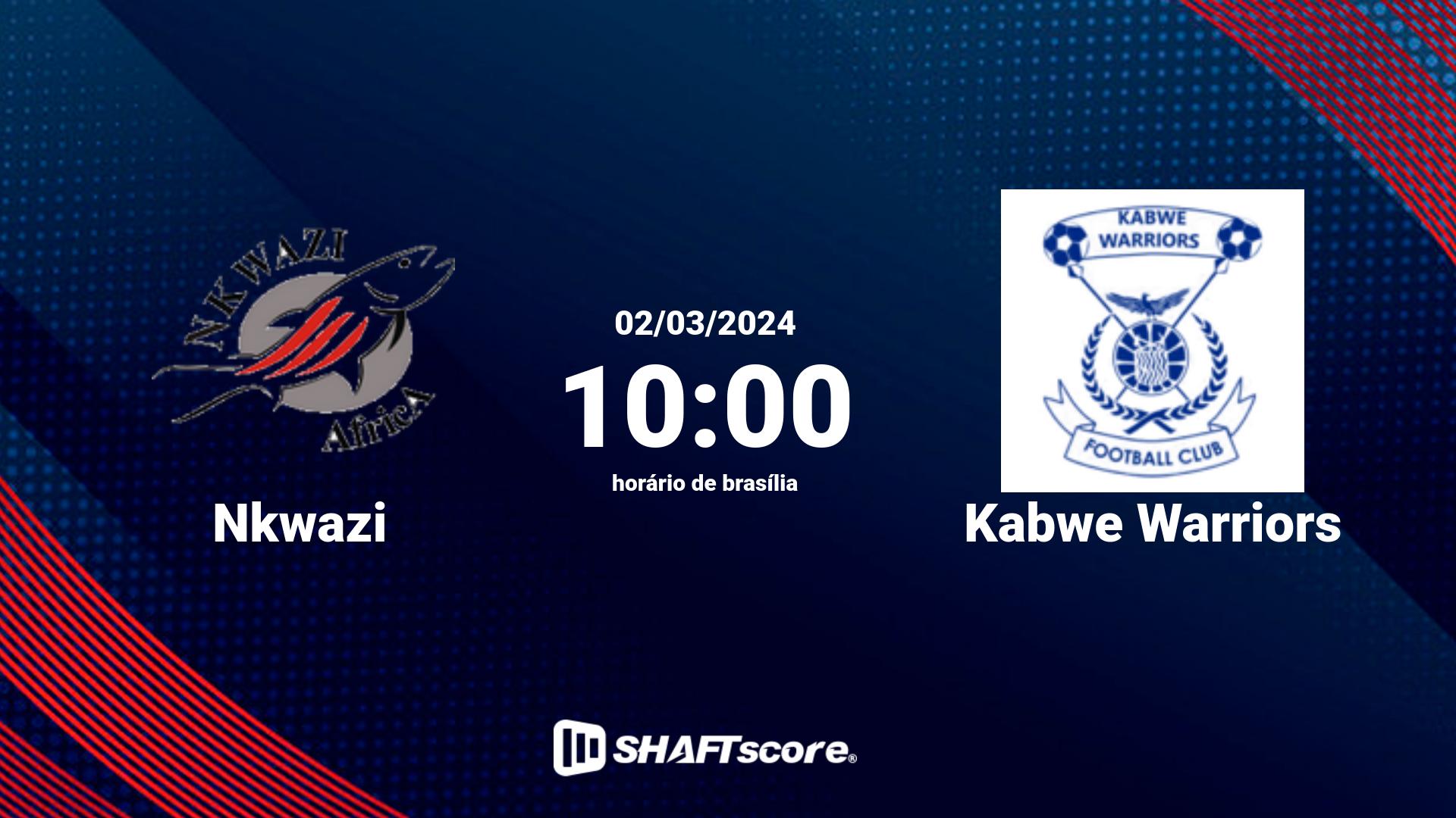 Estatísticas do jogo Nkwazi vs Kabwe Warriors 02.03 10:00