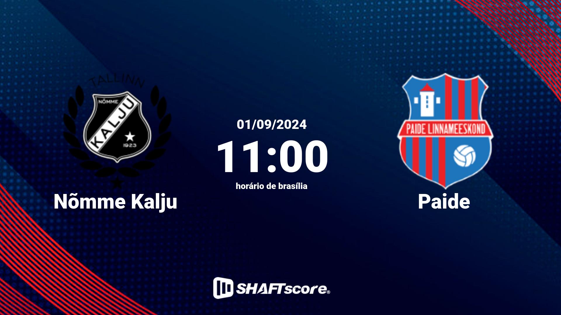 Estatísticas do jogo Nõmme Kalju vs Paide 01.09 11:00