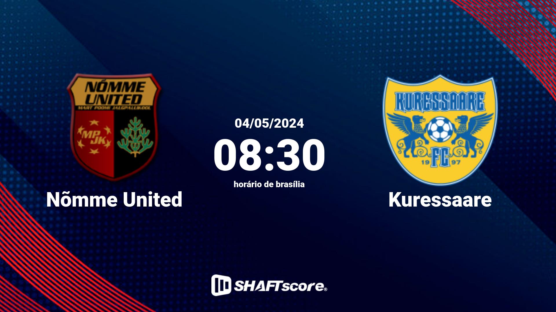 Estatísticas do jogo Nõmme United vs Kuressaare 04.05 08:30