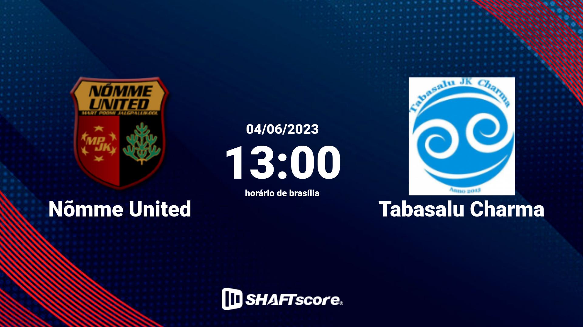 Estatísticas do jogo Nõmme United vs Tabasalu Charma 04.06 13:00