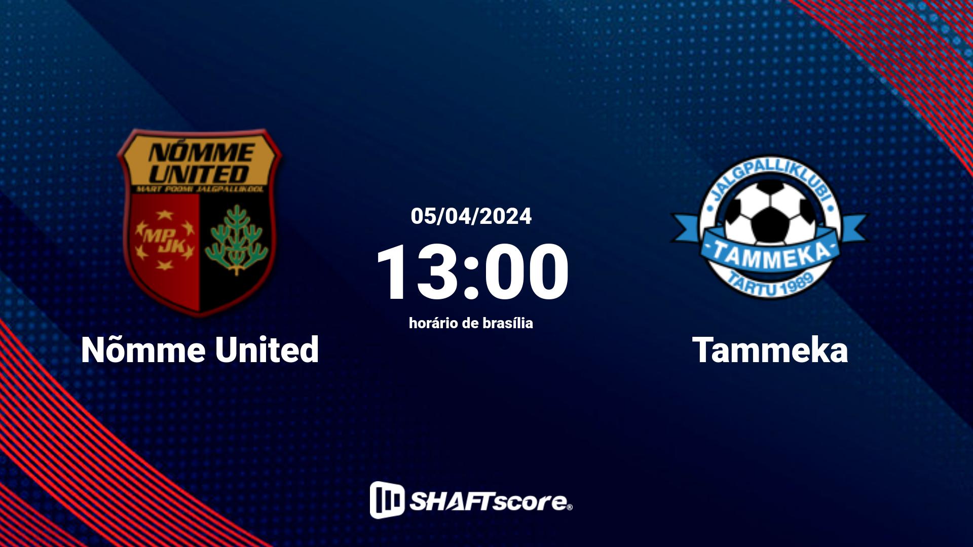 Estatísticas do jogo Nõmme United vs Tammeka 05.04 13:00