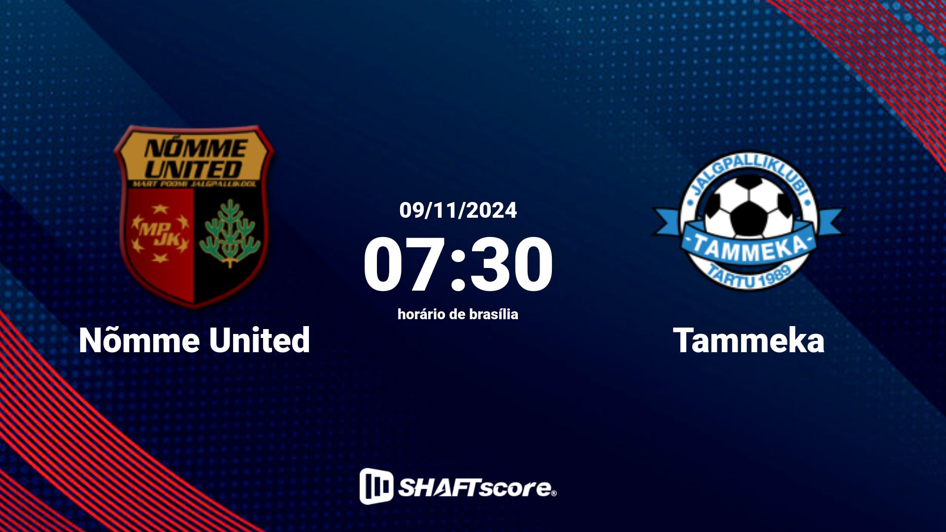 Estatísticas do jogo Nõmme United vs Tammeka 09.11 07:30