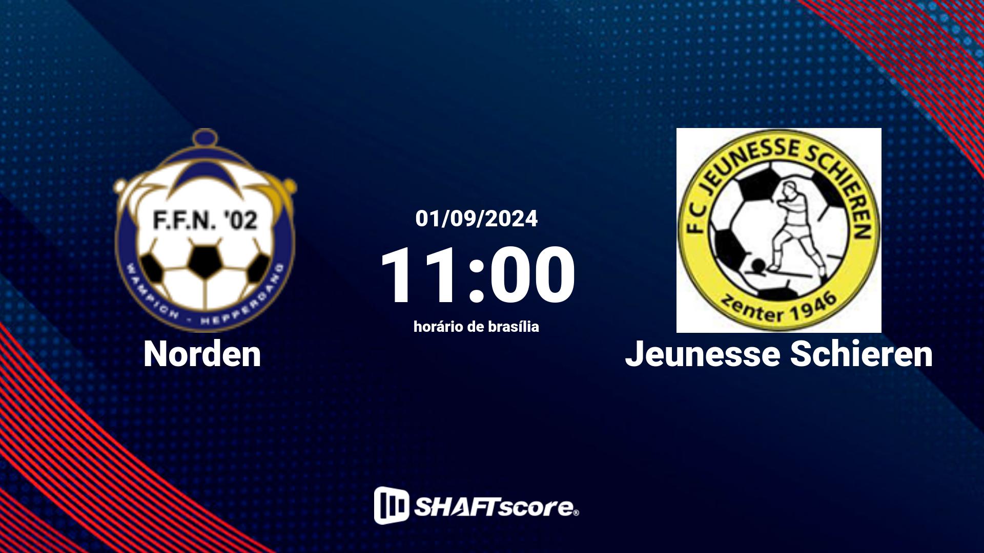 Estatísticas do jogo Norden vs Jeunesse Schieren 01.09 11:00